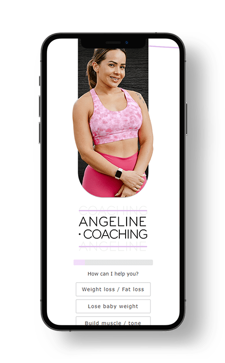 Angeline Coachings site on a mobile.