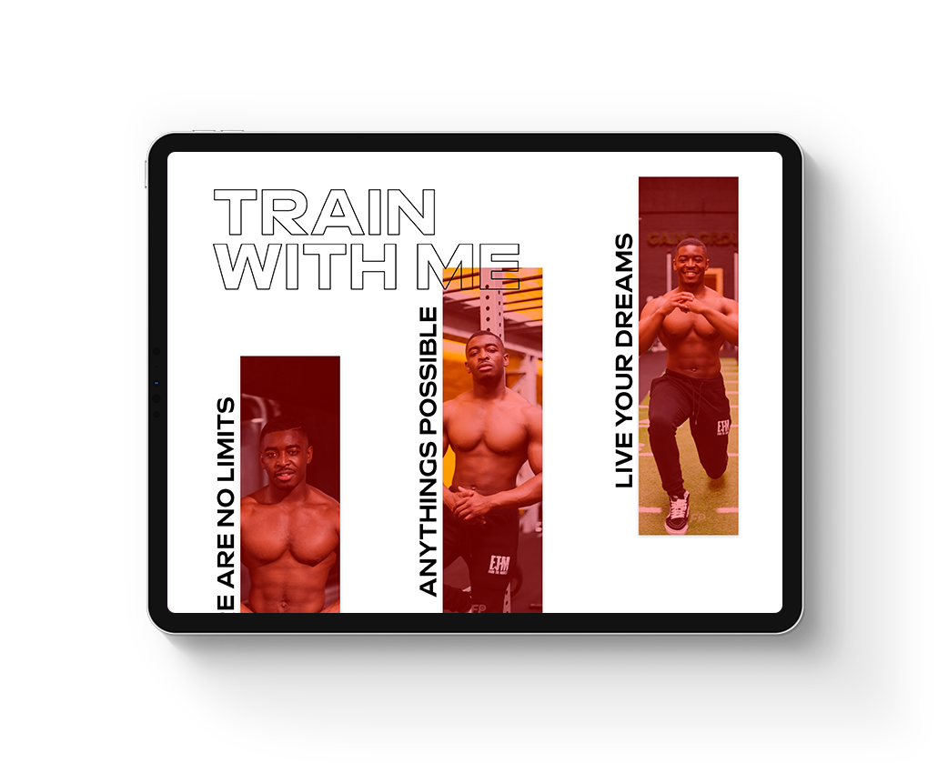 ETM Coachings site on a tablet with a motivational section description.