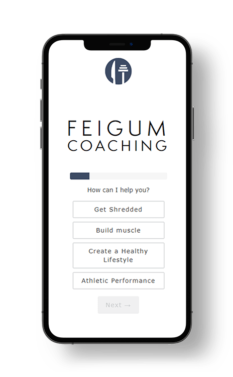 Feigum Coachings site on a mobile.