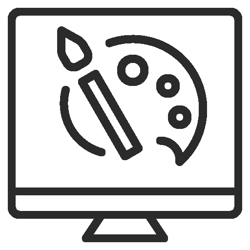 A monitor showing a paint icon.