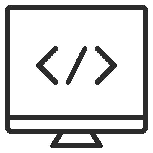 A monitor showing a HTML icon.