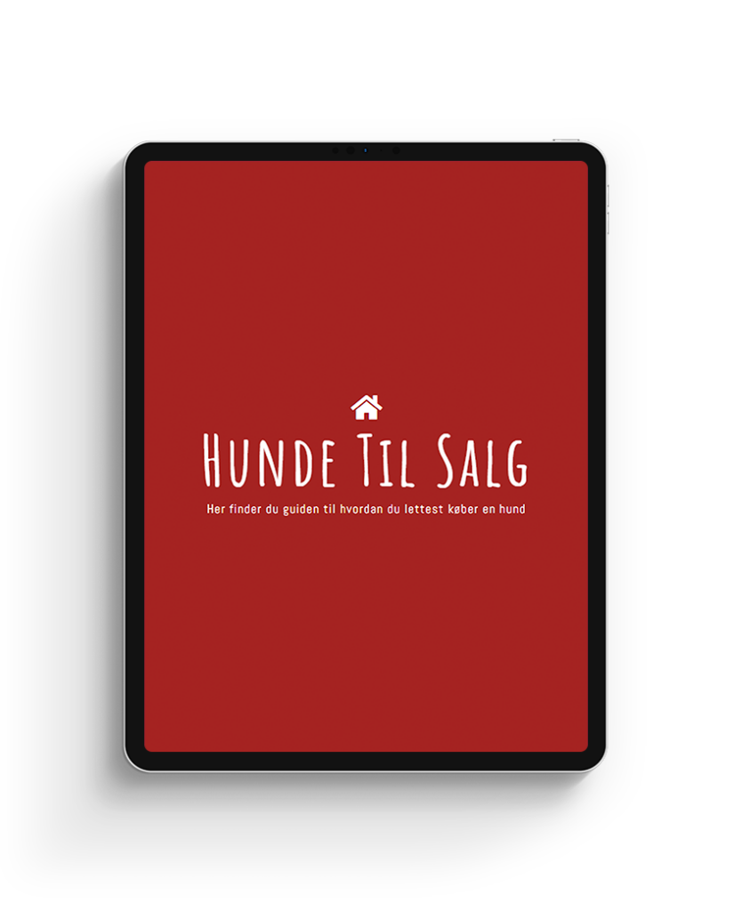 Hunde til Salg logo on a tablet.