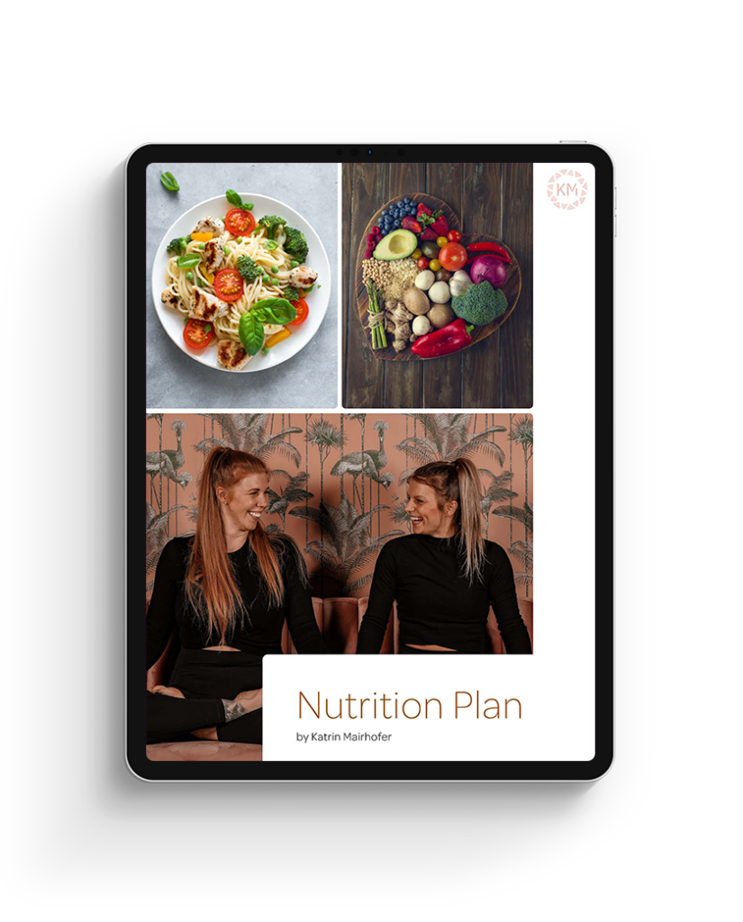 Kati Mairhofers nutritional plan poster on a tablet.