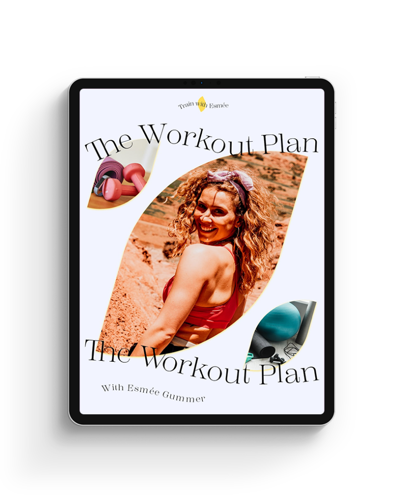 Train with Esmées workout plan cover on a tablet.