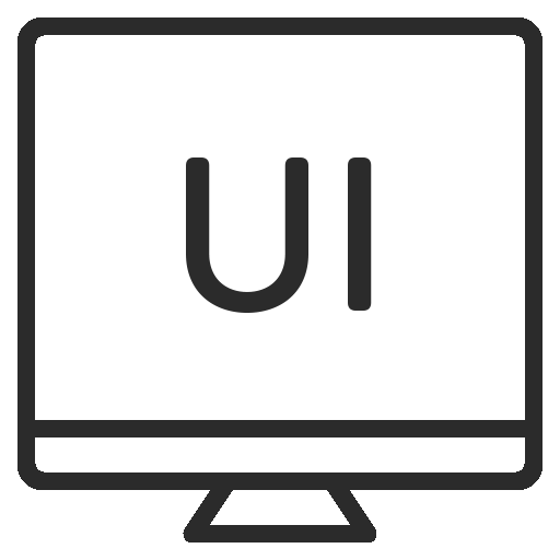 A monitor showing a UI icon.